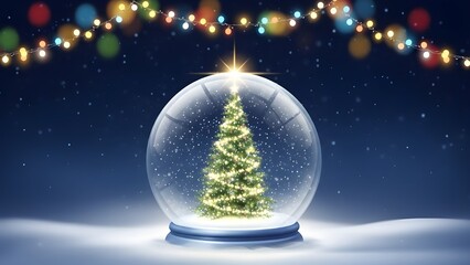 Beautiful Christmas Tree with Snow and Lights in Winter Night &ndash; Festive Holiday Decoration, Merry Christmas Background, Glowing Xmas Tree, Winter Wonderland Scene, New Year Celebration Wallpaper, Magi