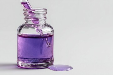 clear purple liquid in a small bottle with a pipette.