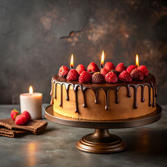 delicious chocolate raspberry cake with chocolate
