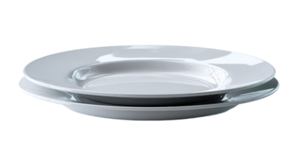 Stacked clean white ceramic dining plates perfect for restaurant or home kitchen settings, ideal for showcasing food photography and culinary presentations.