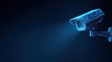 A glowing CCTV camera, exuding a sense of watchful security and digital surveillance. ..Created with Generative AI, not depicting real subjects.