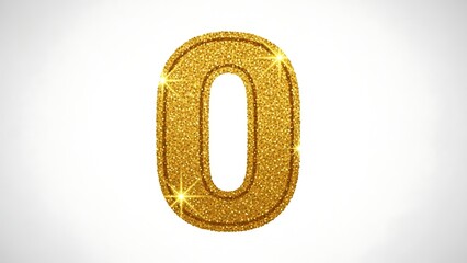 Golden Number Zero Glitter Effect.