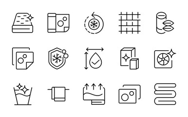 Bed linen icon collection. Textile, luxury, fabric, pillow, sheet, pixel-perfect icons