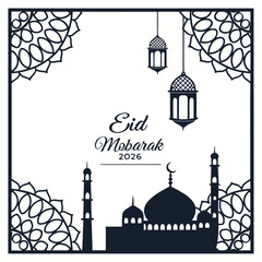 islamic calligraphy of mosque eid mubarak 2026