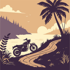 vintage motorcycle on the beach