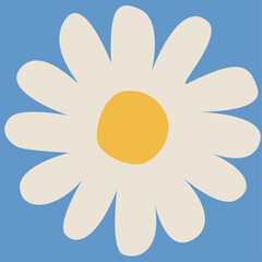 満開のデイジーの花のイラスト　カモミールやハーブ系のシンプルな花のイメージ