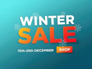 Obraz premium Winter sale advertisement with snowflakes and a call to shop during the holiday season