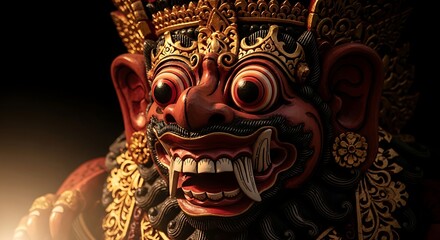 Obraz premium Bali Barong mask close up face.