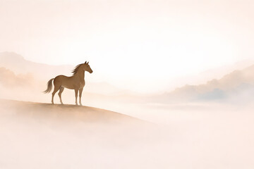 Minimal Horse Silhouette on Soft Beige Background