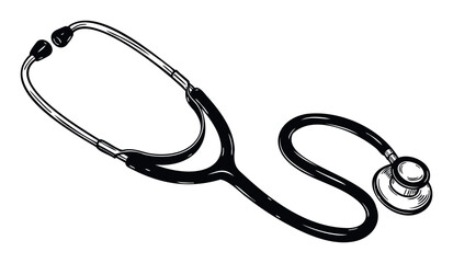Classic medical stethoscope drawing for healthcare professionals to use in presentations and educational materials promoting health and wellbeing
