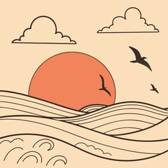 summer landscape with sun