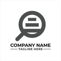 Fototapeta premium A magnifying glass search logo with internal document lines for business branding