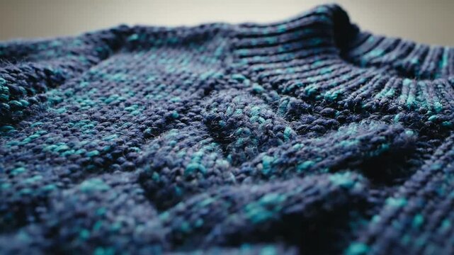 Close-up of textured woven fabric showcasing intricate knitting patterns and vibrant threads for textile design analysis