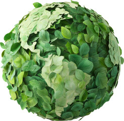 Fototapeta premium Earth Shaped by Nature: A Lush Globe of Green Leaves Symbolizing Environmental Harmony