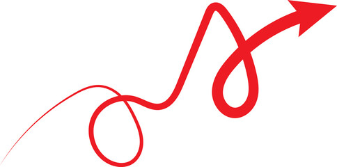 Abstract red squiggly line showing upward trend and growth