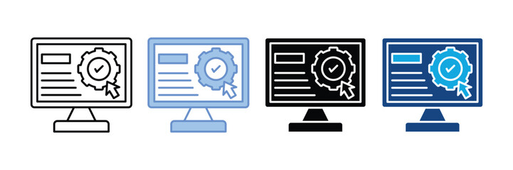 Monitor Icon Set Multiple Style Collection
