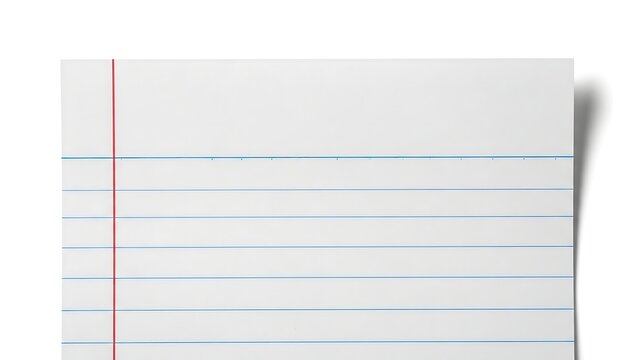 Close-up of lined notepaper sheet.
