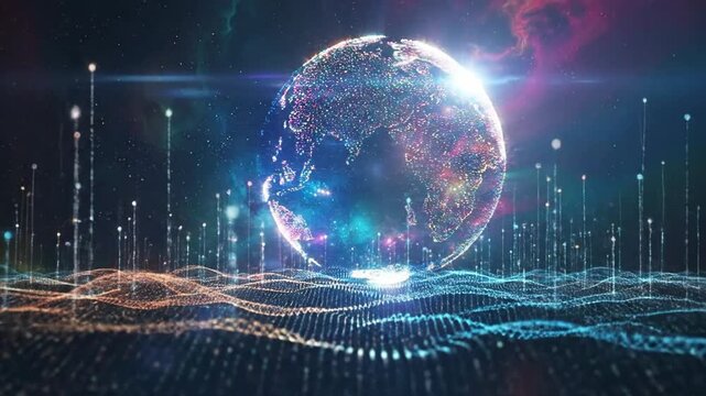 Digital Earth - A Futuristic Visualization of Global Connectivity and Data.
