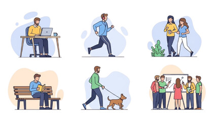 People engaging in various daily activities together in casual settings