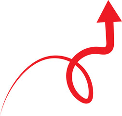 Swirling red arrow indicating upward progress and growth