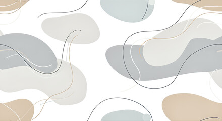 Abstract illustration of flowing shapes in muted colors on a white background