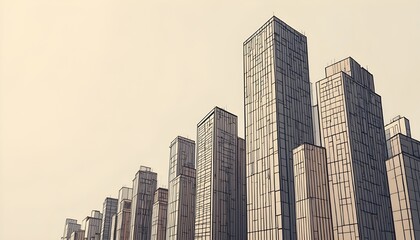 Abstract vector background of modern high-rise architectural complex with linear structures and urban design aesthetics