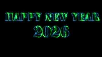 Glowing neon line word of 2026 on planet earth with space background. Concept of new year beginning, happy celebration, festival, new life,, finance, innovation. 4K.