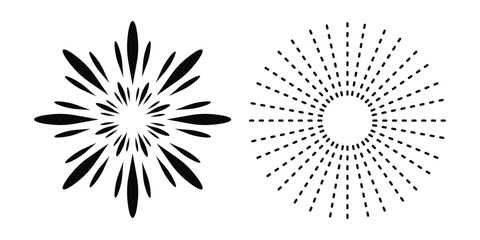 Stunning Black and White Fireworks Burst Silhouette Vector Illustration, Monochrome fireworks explosion set white black 