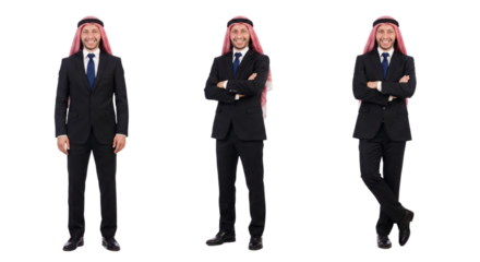 Arab Businessman in Traditional and Modern Attire, Confident Poses