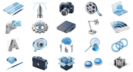 Creative Business and Design Icons Set Blue