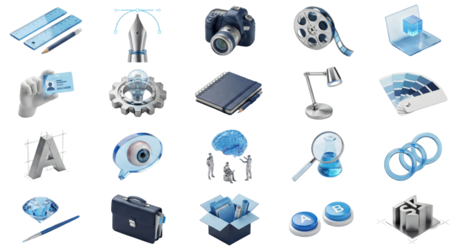 Creative Business and Design Icons Set Blue - Powered by Adobe