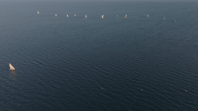 Sailboats on Lake Erie at Port Dover, calm water, serene outdoor scene