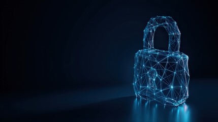 An abstract representation of a digital padlock composed of interconnected lines and points. ..Created with Generative AI, not depicting real subjects.