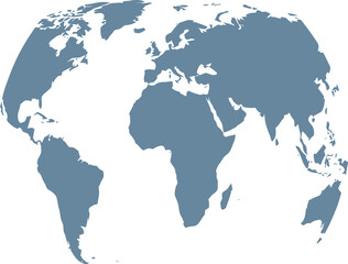 Obraz premium Curved world map silhouette, half globe Earth for global business & travel infographics, half globe of blue planet Earth, worldwide international, africa, asia and america, travel vector infographics 