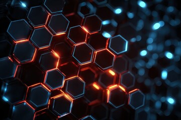 Hexagon pattern glowing with vibrant lights in an abstract design creates a mesmerizing digital background for creative projects and presentations