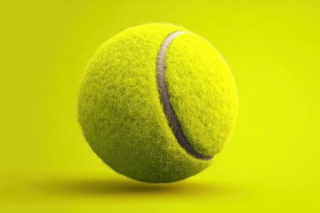 Bright yellow tennis ball designed in a modern flat style against a vibrant background