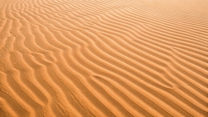 Top-down view of rippled desert sand concept. Rippling desert sand creates a serene and wavy landscape pattern.