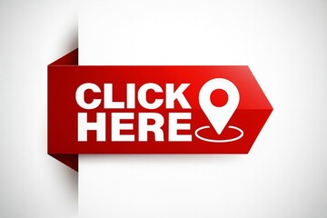 Click here red label with location pin