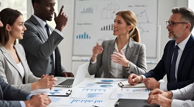 Business Team Stacking Hands Over Data Reports During Strategy Meeting