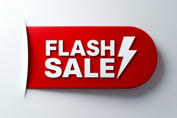 Flash sale promotion with red label and lightning bolt