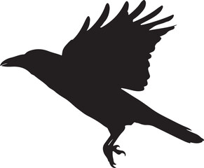 Obraz premium Black silhouette of a bird in flight with outstretched wings