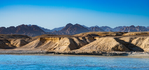 The deserted seashore of the Red Sea in Egypt