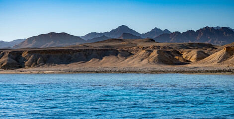 The deserted seashore of the Red Sea in Egypt