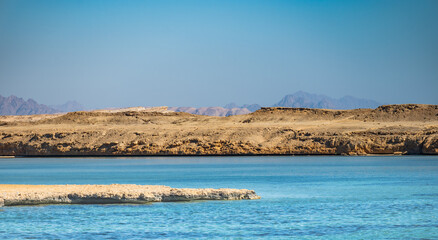 The deserted seashore of the Red Sea in Egypt