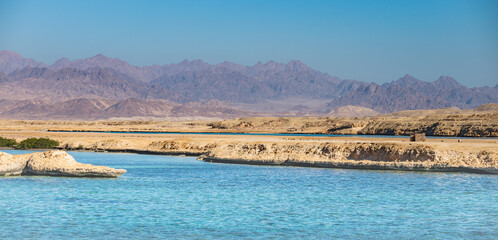 The deserted seashore of the Red Sea in Egypt