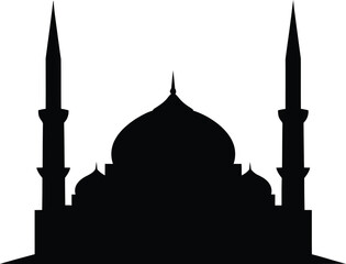 Mosque silhouette with minarets and dome © MST RASHIDA KHANOM