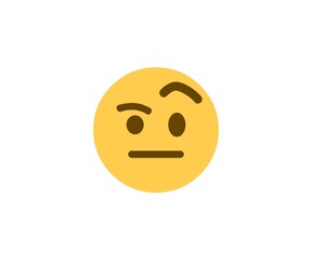 Sad smiley face icon on white background