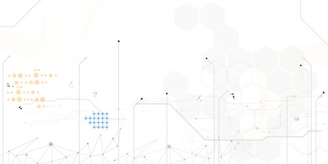 Abstract technology and science hexagon background, DNA strand.
