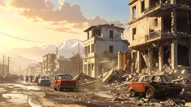 Devastated Cityscape - A Post-Apocalyptic Scene of Destruction and Ruin.