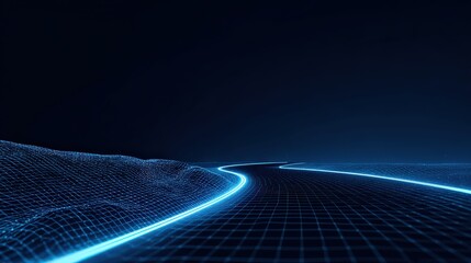 An abstract representation of a digital pathway, with a glowing line weaving through a textured landscape of interconnected data points. ..Created with Generative AI, not depicting real subjects.